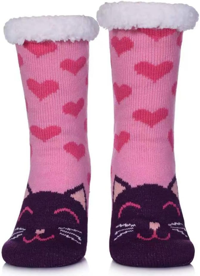 LINEMIN Womens Winter Slipper Socks With Grippers Cozy Warm Cute Fuzzy Slipper Socks - Image 1